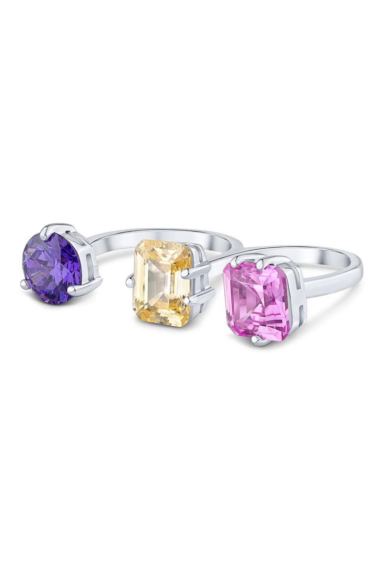 Multi Cubic Zirconia Triple Finger Ring, Alternate, color, MULTI/ SILVER
