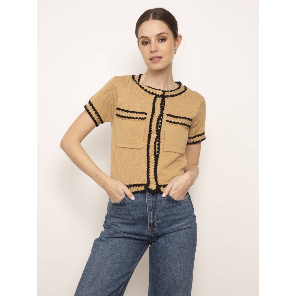 Central Park West Jules Crochet Top In Camel Combo In Camel