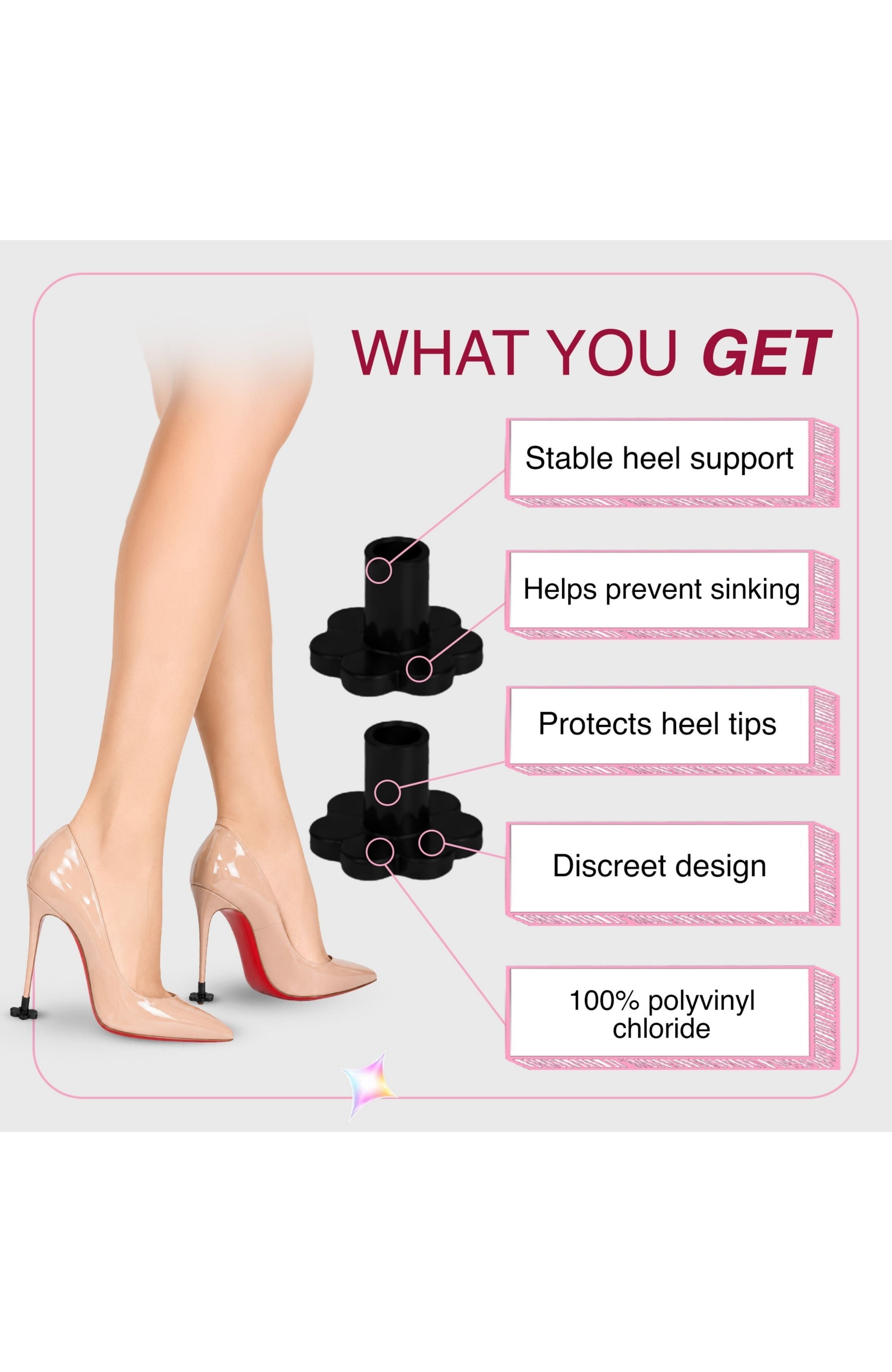 3 Pairs Flower Heel Protectors, Alternate, color, Black