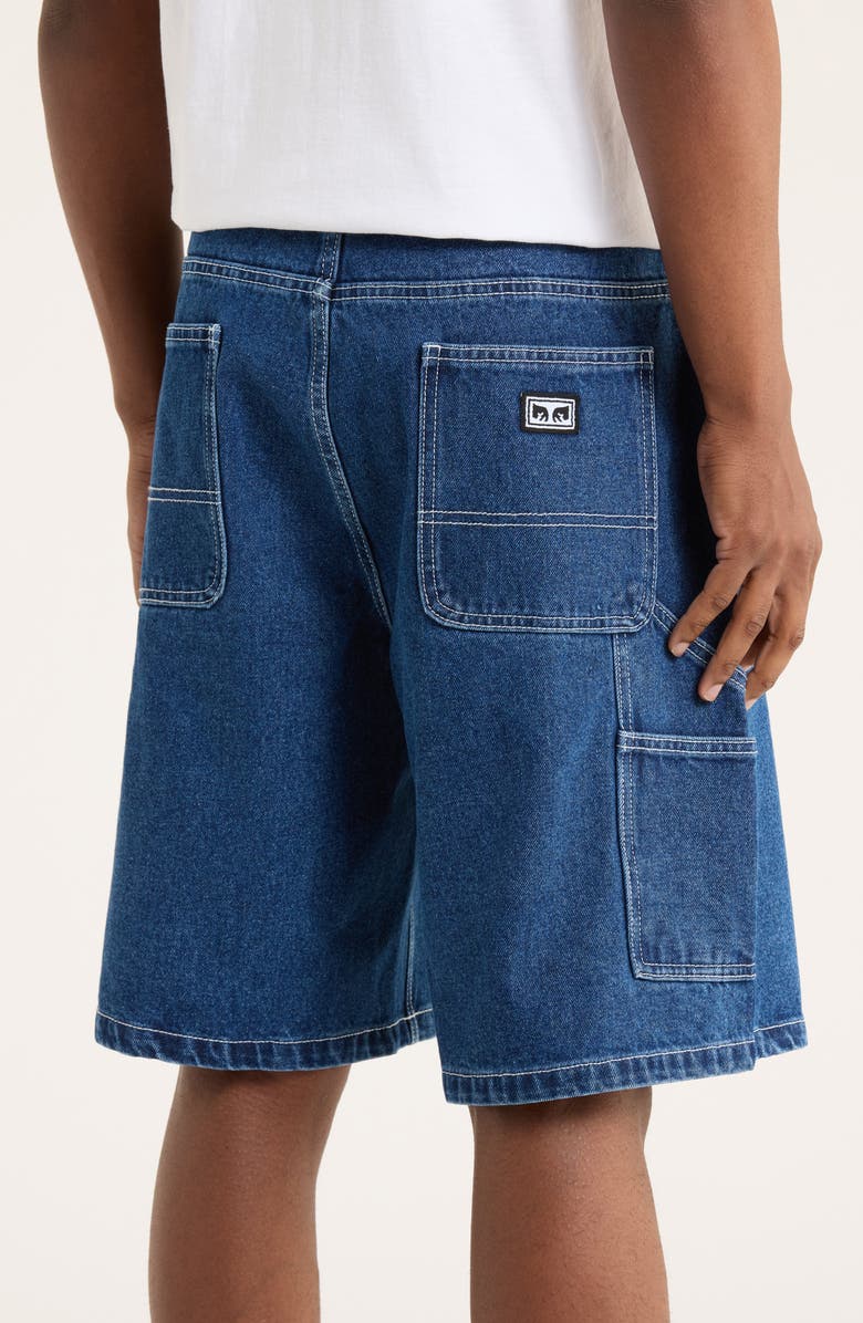Obey Bigwig Denim Carpenter Shorts, Alternate, color, Stonewash Indigo