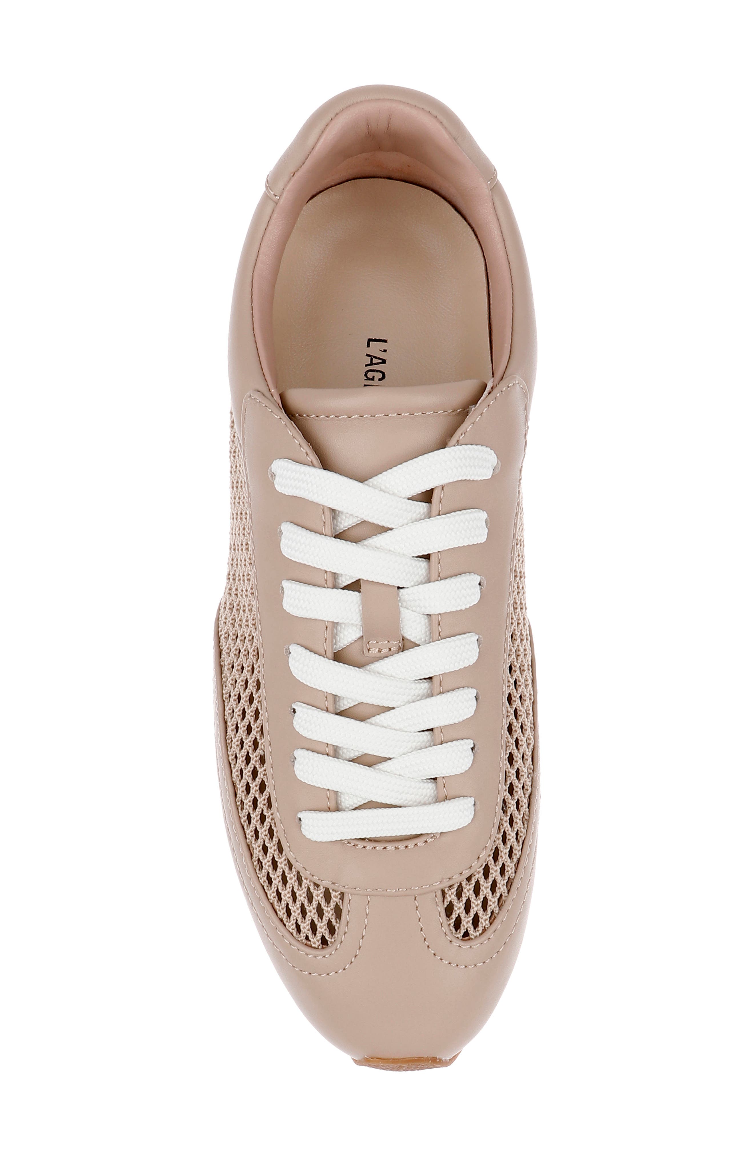 Jarah Mixed Media Sneaker, Alternate, color, CAPPUCCINO LEATHER