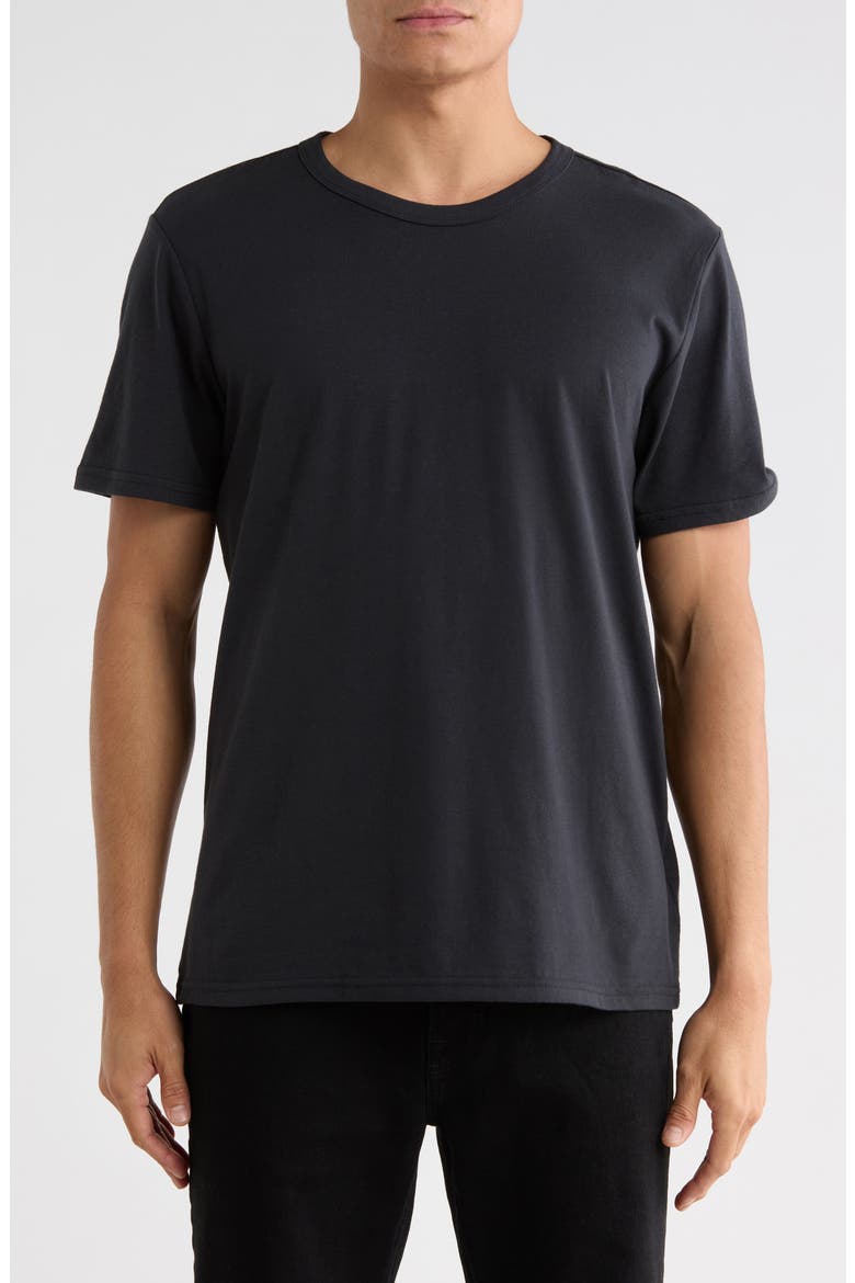 Short Sleeve Crewneck Cotton T-Shirt, Main, color, BLACK