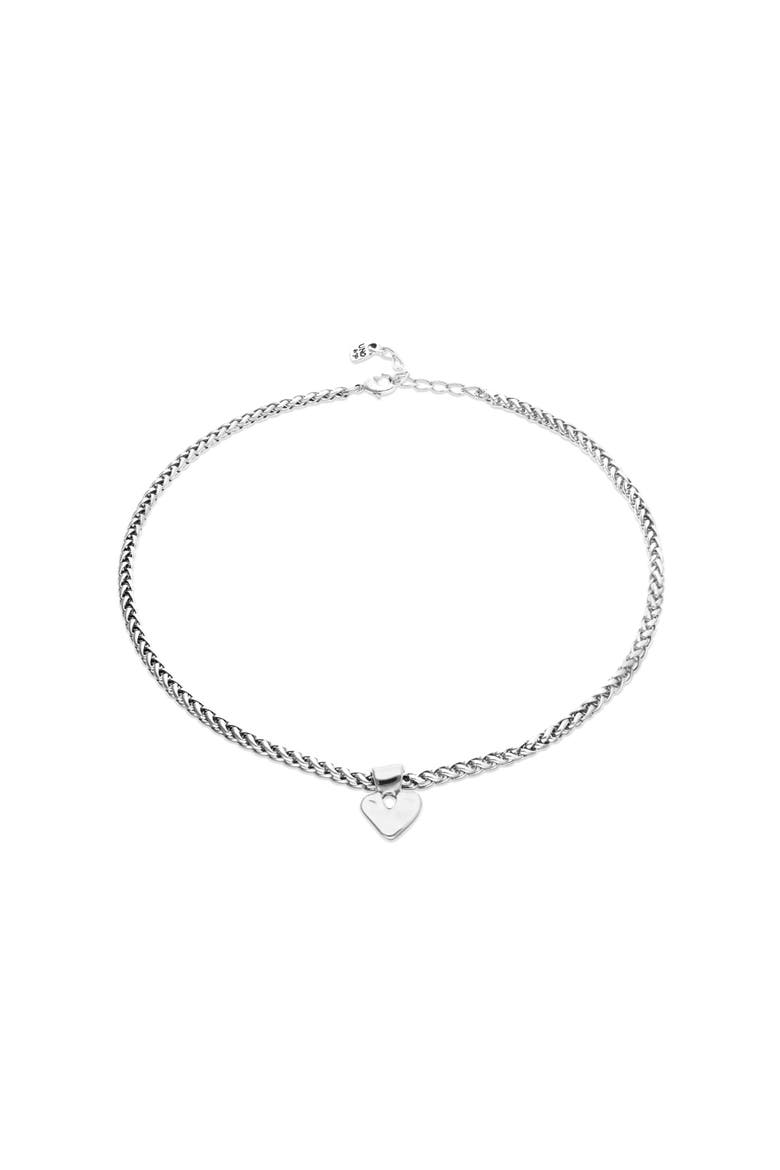 Sterling Silver Plated Necklace With Heart Detail, Alternate, color, Silver