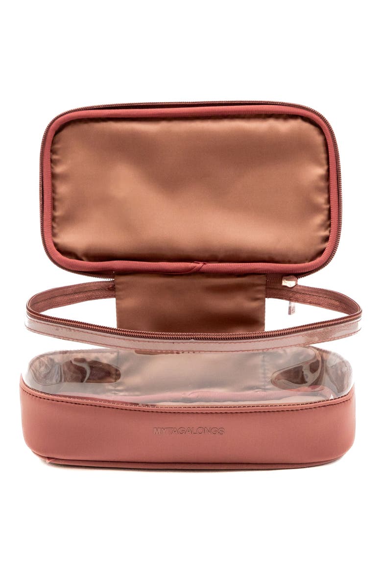 Medium Clear Train Zip Case, Alternate, color, DESERT ROSE