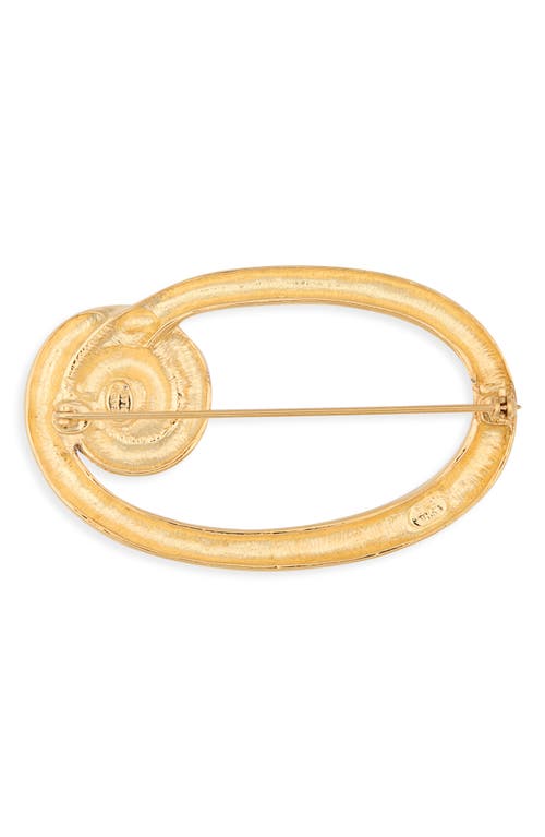 Kenneth Jay Lane Swirling Oval Pin In Gold