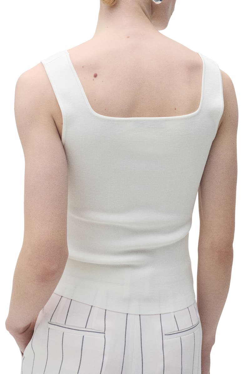 MANGO Fine Knit Square Neck Tank, Alternate, color, Off White