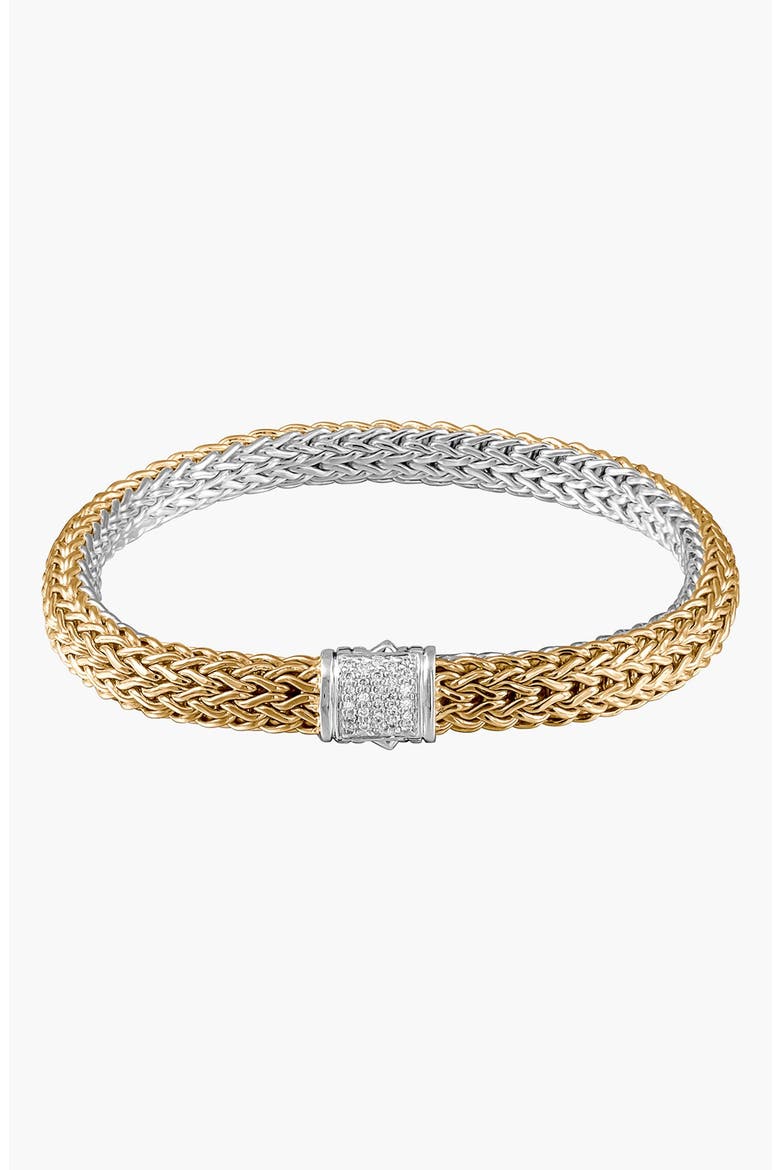 Icon Bracelet, Gold, Silver, Diamonds, 6.5mm, Main, color, GOLD