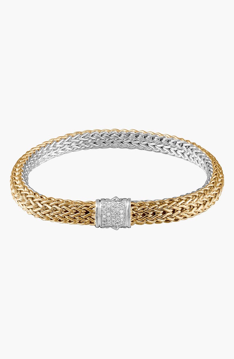 John Hardy Icon Bracelet, Gold, Silver, Diamonds, 6.5mm, Main, color, Gold