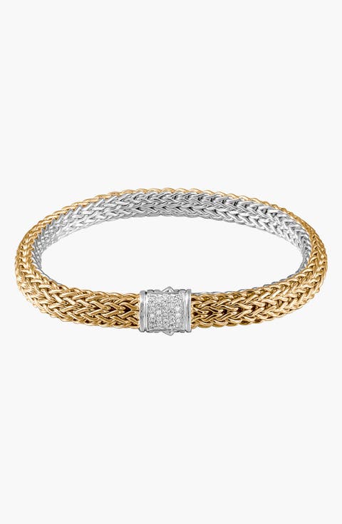 Icon Bracelet, Gold, Silver, Diamonds, 6.5mm