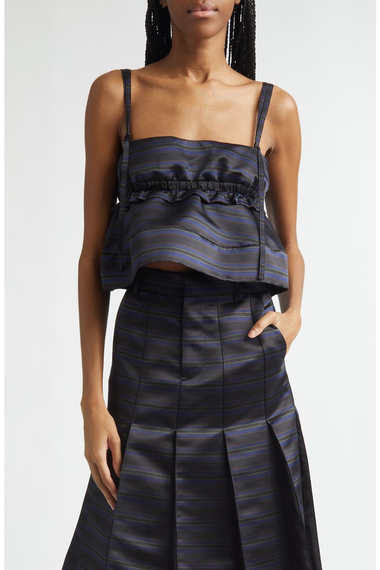 Stripe Satin Crop Camisole, Main, color, BLACK/ NAVY