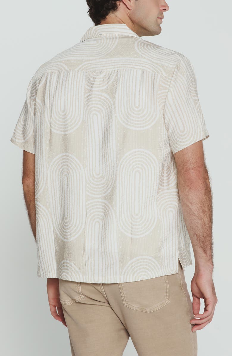7 Diamonds Adrien Geometric Print Camp Shirt, Alternate, color, Sand