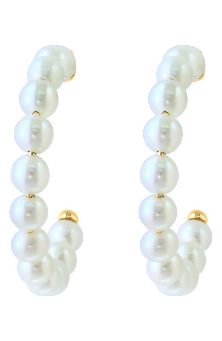 EFFY 14K Yellow Gold Freshwater Pearl Hoop Earrings, Alternate, color,