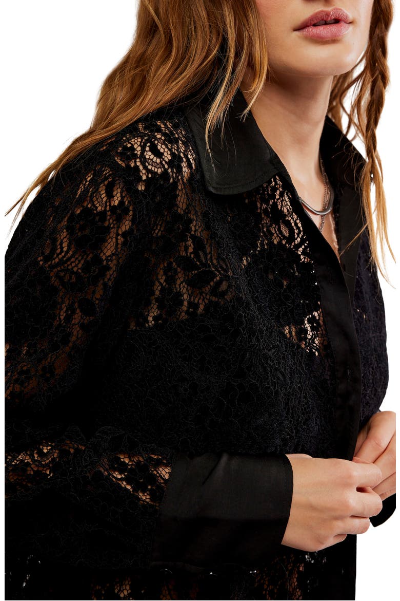 Faith Lace Button-Up Shirt, Alternate, color, BLACK
