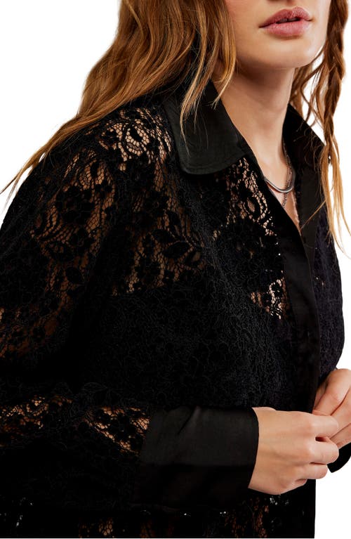 Free People Faith Lace Button-up Shirt In Black