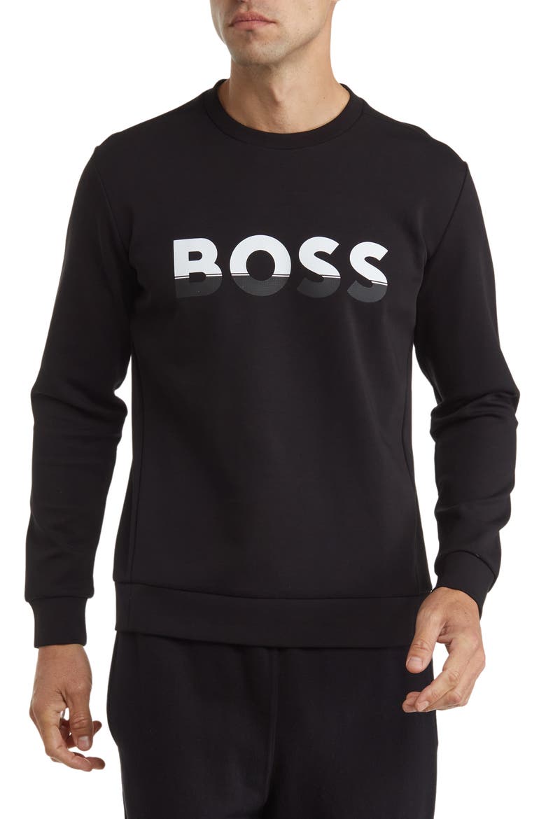 Salbo Logo Crewneck Sweater, Main, color, BLACK