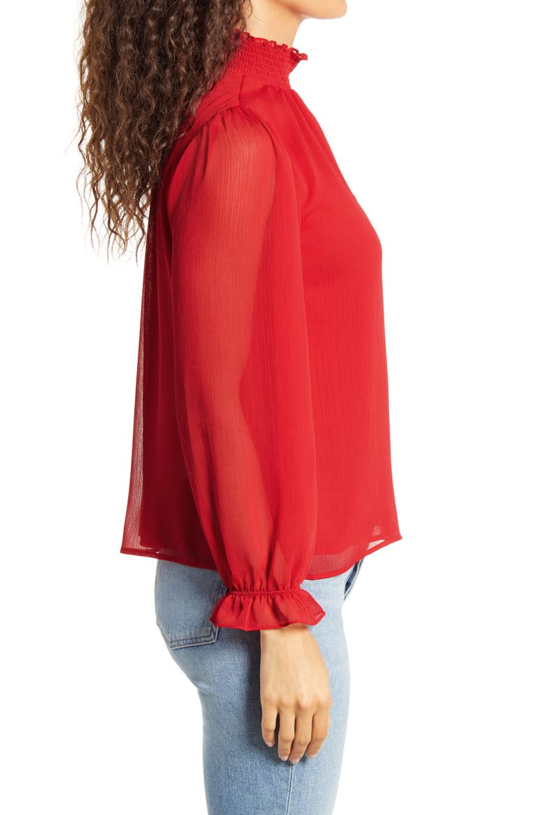 Smocked Neck Blouse, Alternate, color, ROSSO