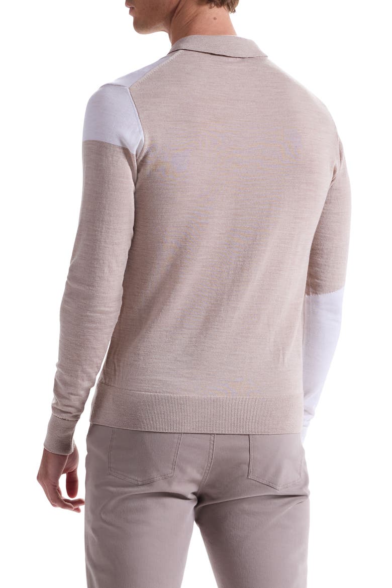 Colorblock Merino Wool Polo Sweater, Alternate, color, SAND