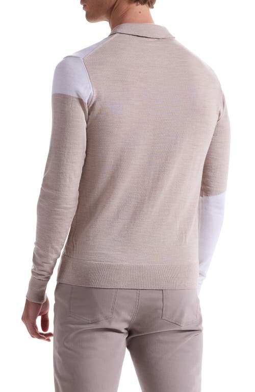 Bugatchi Colorblock Merino Wool Polo Sweater In Brown