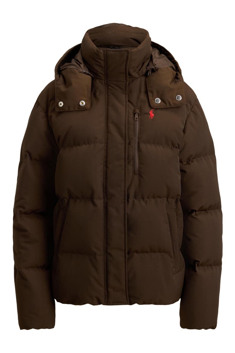 Water Resistant 750 Fill Power Down Puffer Jacket with Removable Hood, Alternate, color, DARK BEECH