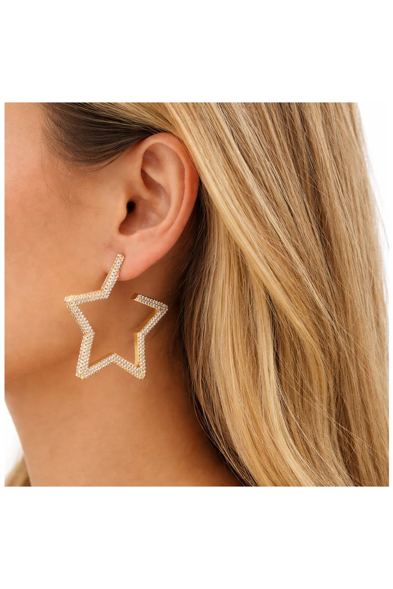 Celine Star Hoop Earrings, Alternate, color, GOLD