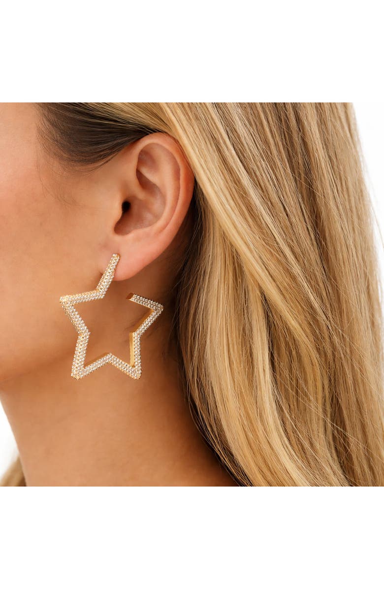 EYE CANDY LOS ANGELES Celine Star Hoop Earrings, Alternate, color, Gold