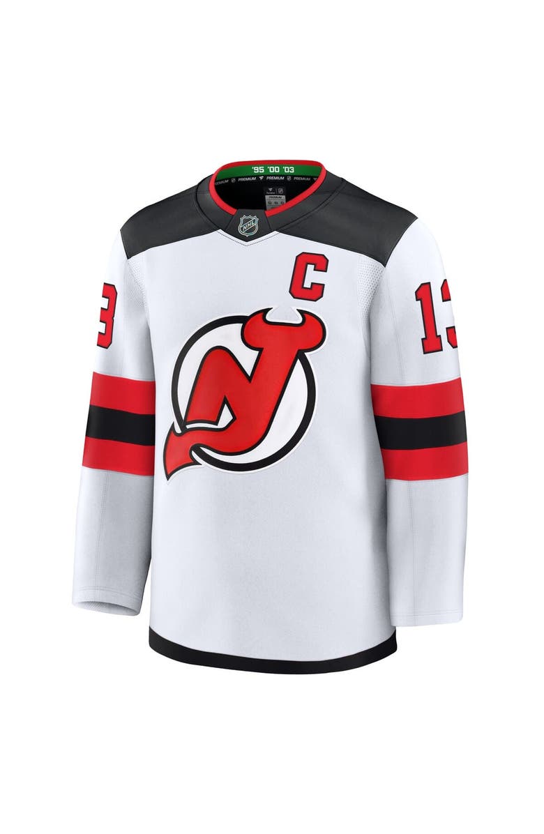 FANATICS Men's Fanatics Nico Hischier White New Jersey Devils Away Premium Jersey, Alternate, color, 