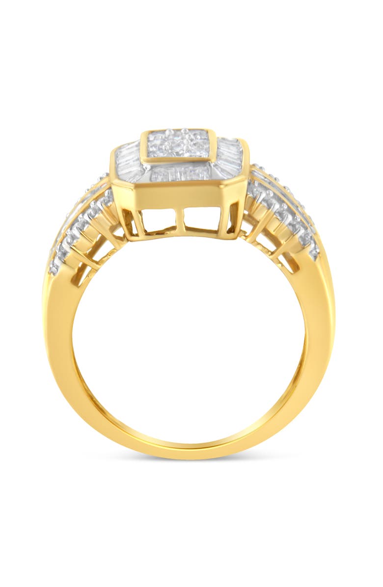 Haus of Brilliance 10K Yellow Gold 1.0Cttw Round and Baguette Diamond Cocktail Ring, Alternate, color, Yellow Gold