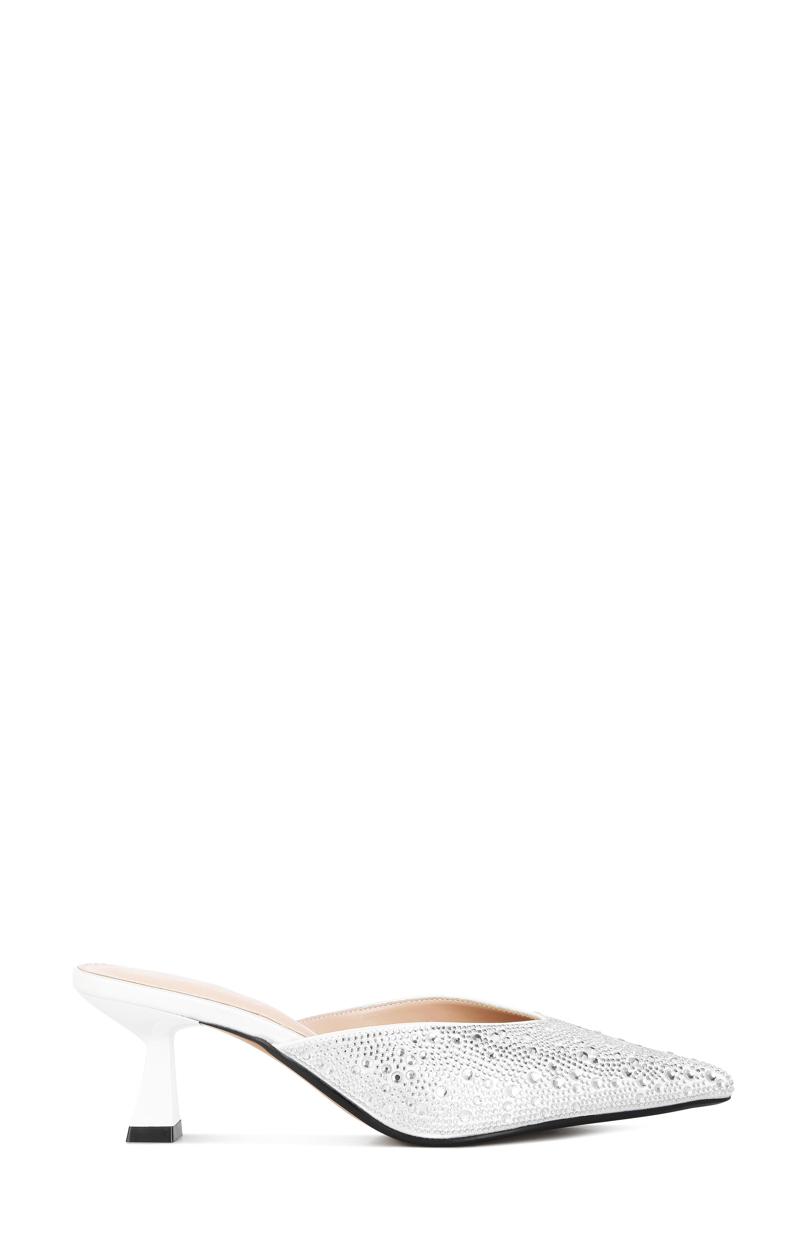 LONDON RAG Aldora Rhinestone Kitten Heel Mule, Alternate, color, White
