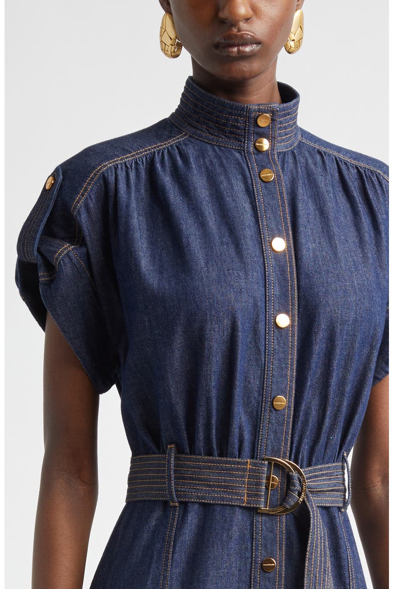 Kindred Spirit Belted Denim Midi Dress, Alternate, color, HARBOUR BLUE