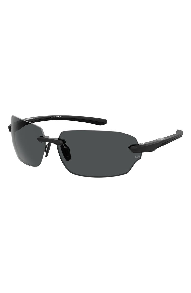 Under Armour Fire 71mm Geometric Sunglasses, Alternate, color, Matte Black/ Grey Oleophobic