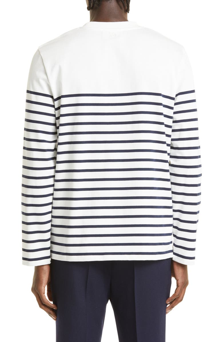 AMI PARIS AMI Alexandre Mattiussi Men's Ami de Coeur Stripe Long Sleeve T-Shirt, Alternate, color, 