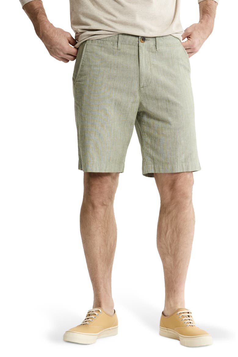 Stretch Cotton Chambray Shorts, Main, color, LIGHT GREEN