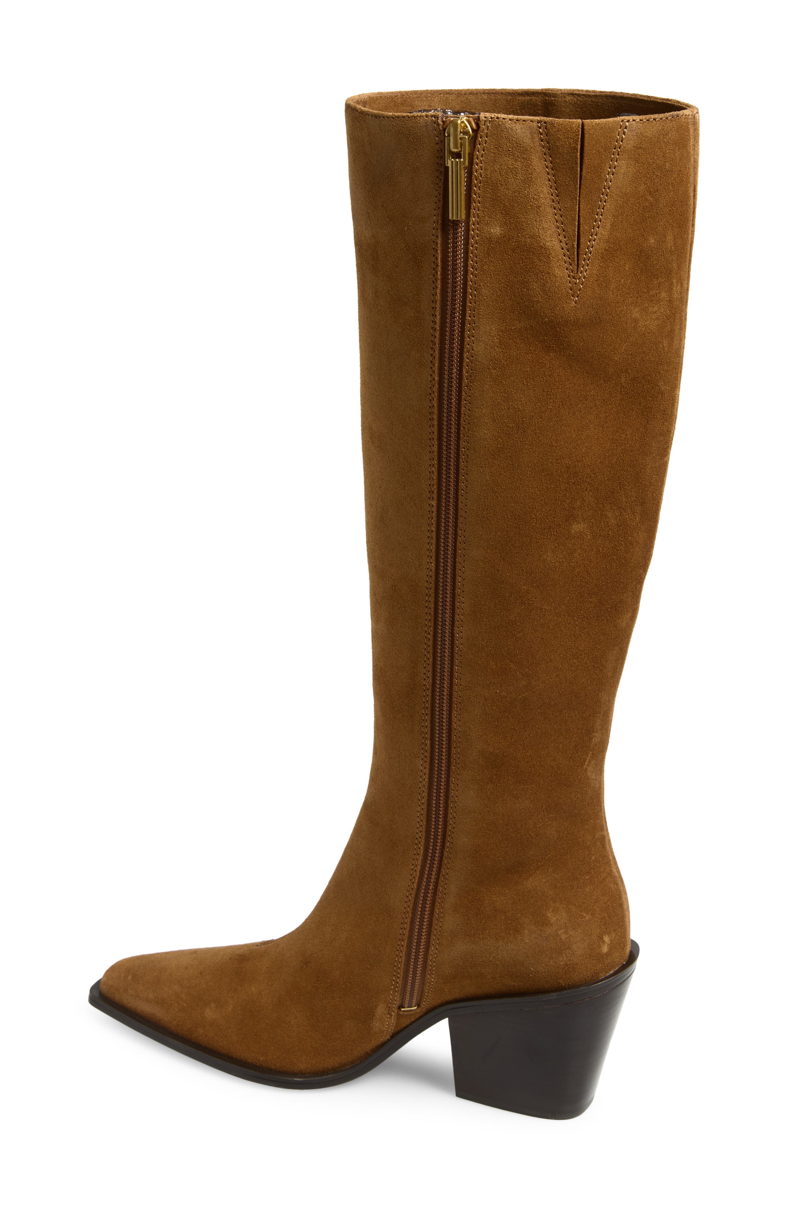 Newbury Knee High Leather Boot, Alternate, color, ACORN SUEDE