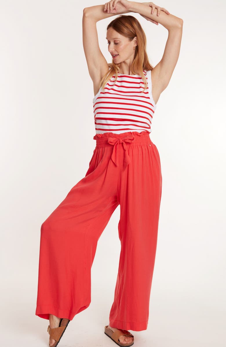 Cache Coeur Sahel Smocked Twill Maternity Pants, Alternate, color, Coral