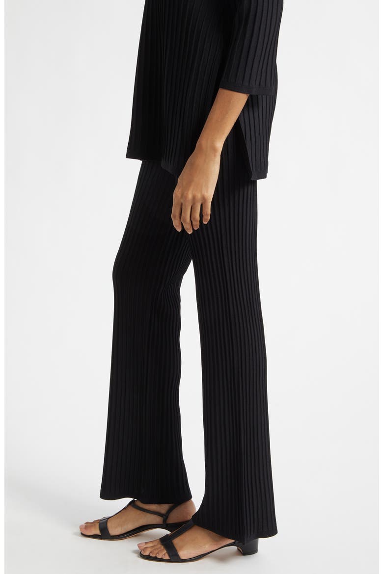 Pure Bello Rib Kick Flare Pants, Alternate, color, BLACK
