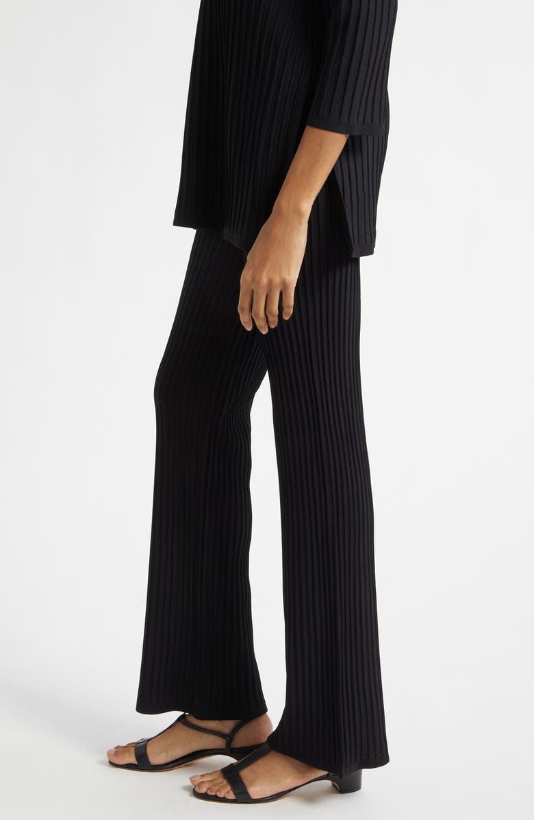Max Mara Pure Bello Rib Kick Flare Pants, Alternate, color, Black