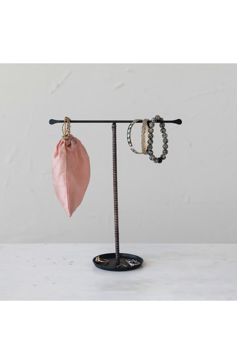 Storied Home Modern Metal and Leather Jewelry Stand, Alternate, color, 