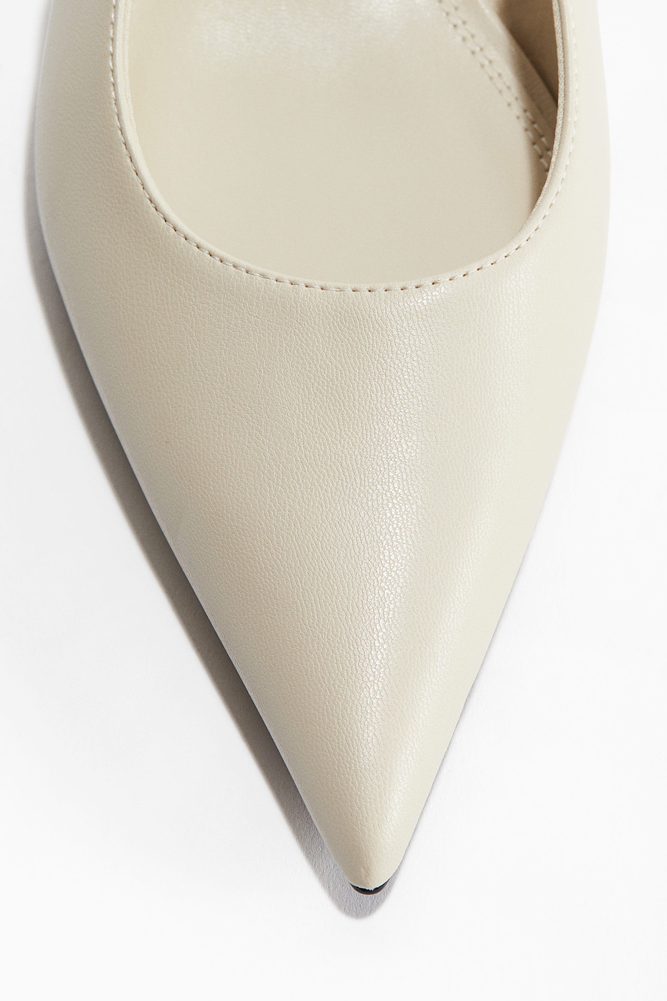 H&M Kitten-heeled pointed slingbacks, Alternate, color, Light Beige