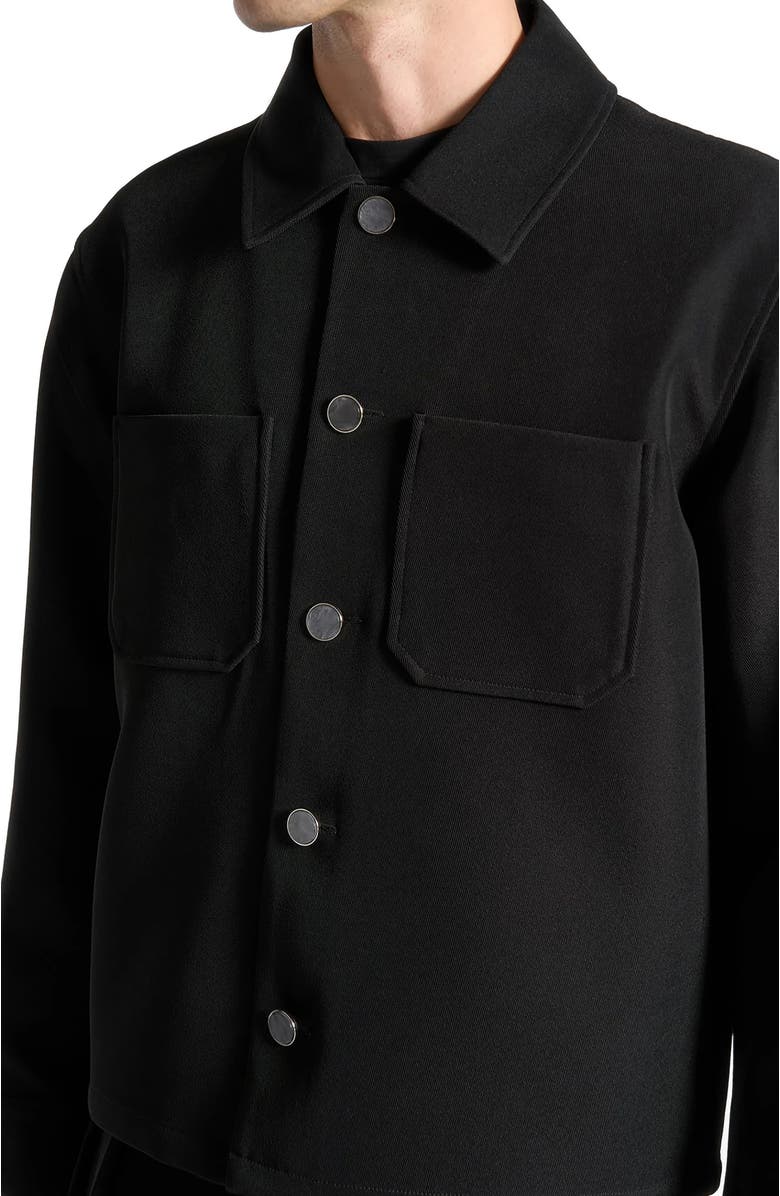 Manière De Voir Benoit Twill Pocket Cropped Shirt, Alternate, color, Black