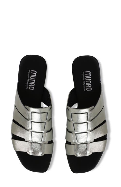Munro Carrera Sandal In Silver Metallic Calf Leather