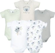 Hudson Baby 5Pk Set of Cotton Infant All-in-One Bodysuits