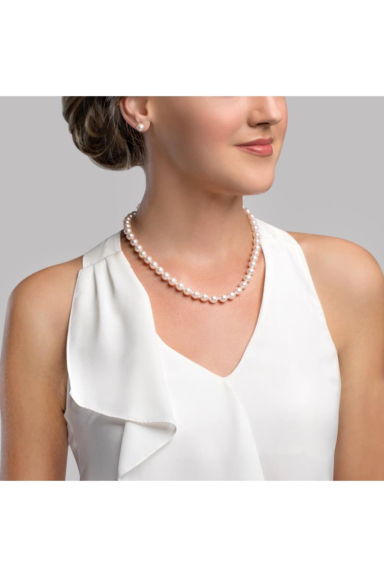 8.5-9.0mm Japanese Akoya White Pearl Necklace - AA+ Quality, Alternate, color, Yellow Gold Clasp