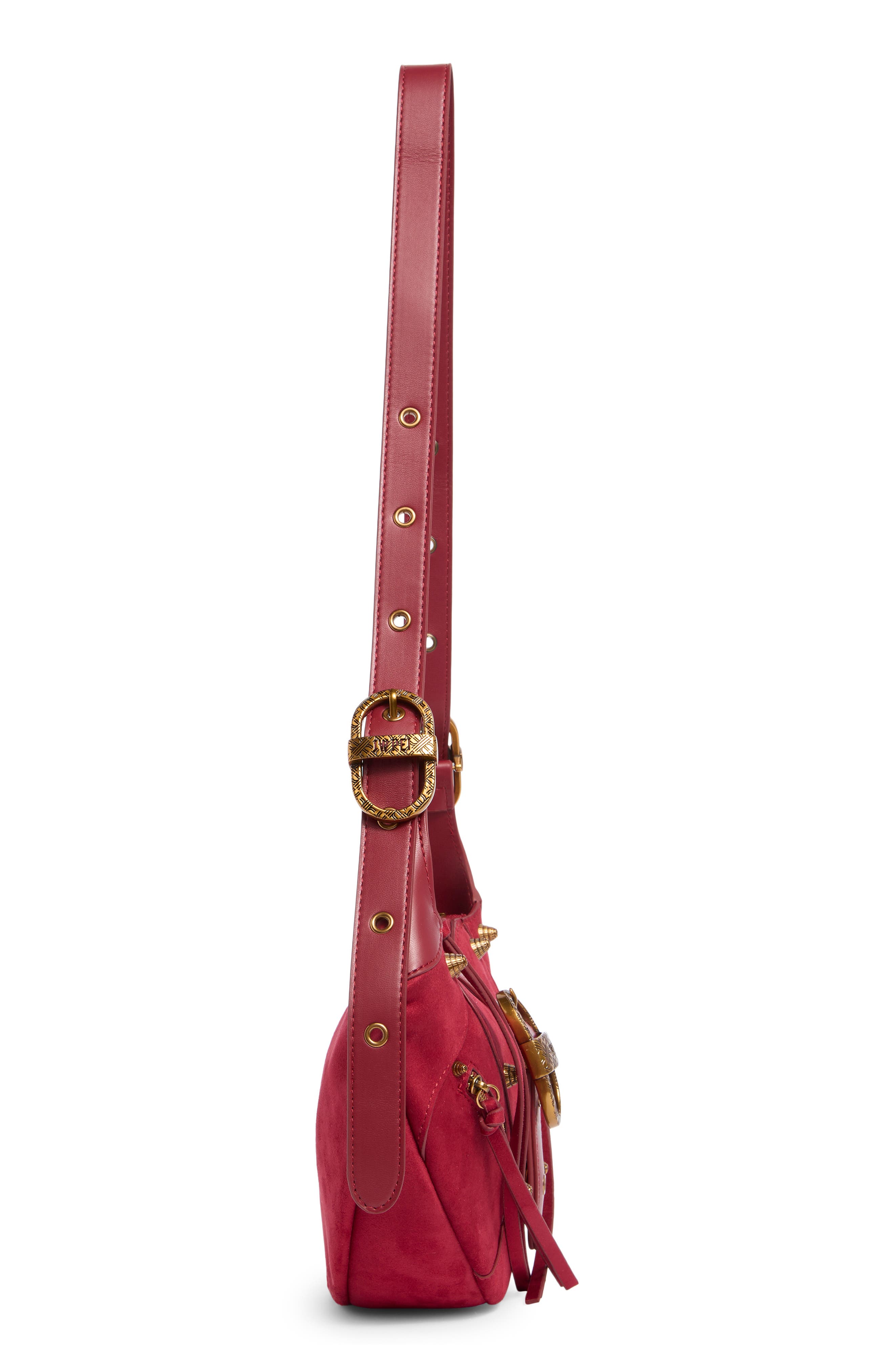 Tessa Suede Shoulder Bag, Alternate, color, DEEP MAGENTA