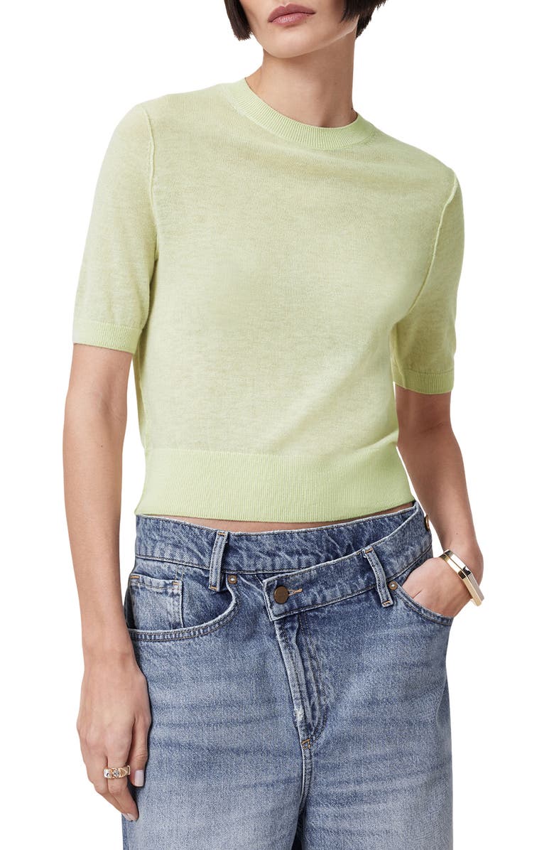 AllSaints Elsie Short Sleeve Wool & Cashmere Sweater, Main, color, 