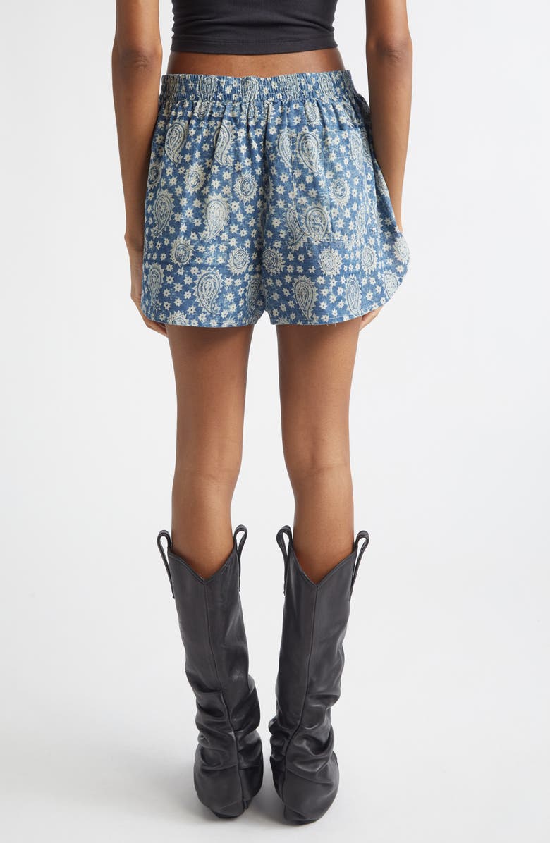 R13 Reversible Elastic Waist Shorts, Alternate, color, Blue Paisley White Floral