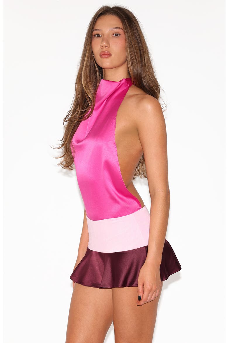 Greta Halter Neck Colorblock Minidress, Alternate, color, BERRY COLOR BLOCK