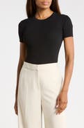 T Tahari Short Sleeve Crewneck Ribbed T-Shirt
