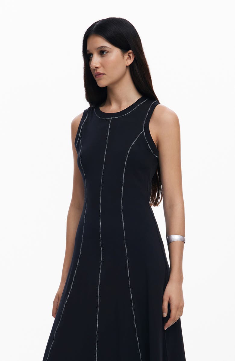 Desigual Sleeveless A-Line Midi Dress, Alternate, color, Black