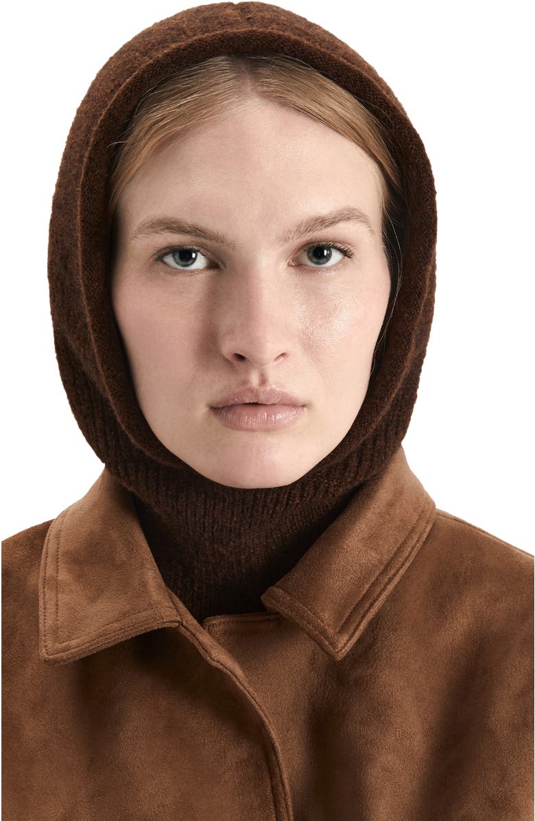 HYER GOODS Upcycled Merino Wool Ribbed Balaclava, Alternate, color, Dark Chocolate Brown