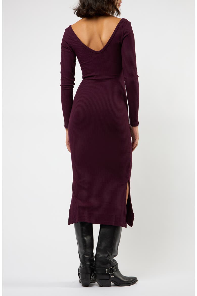 The Flirt Fusion Long Sleeve Rib Dress, Alternate, color, BURGUNDY